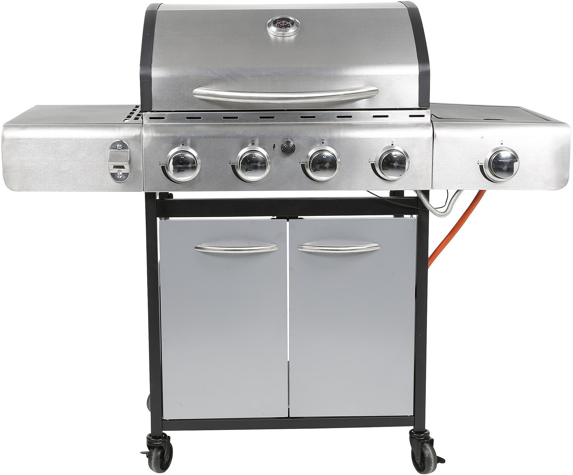 NEW Tesco Premium 4 Burner Gas BBQ with Side Burner & Barbecue Cover Silver eBay